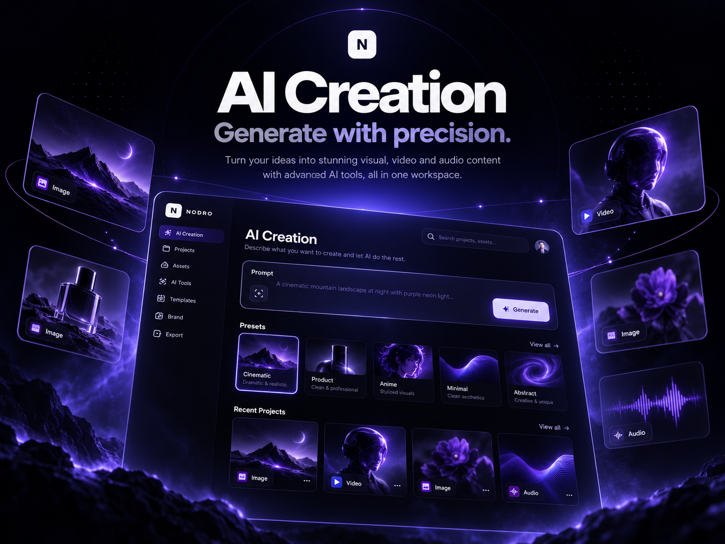 NODRO AI Creation interface